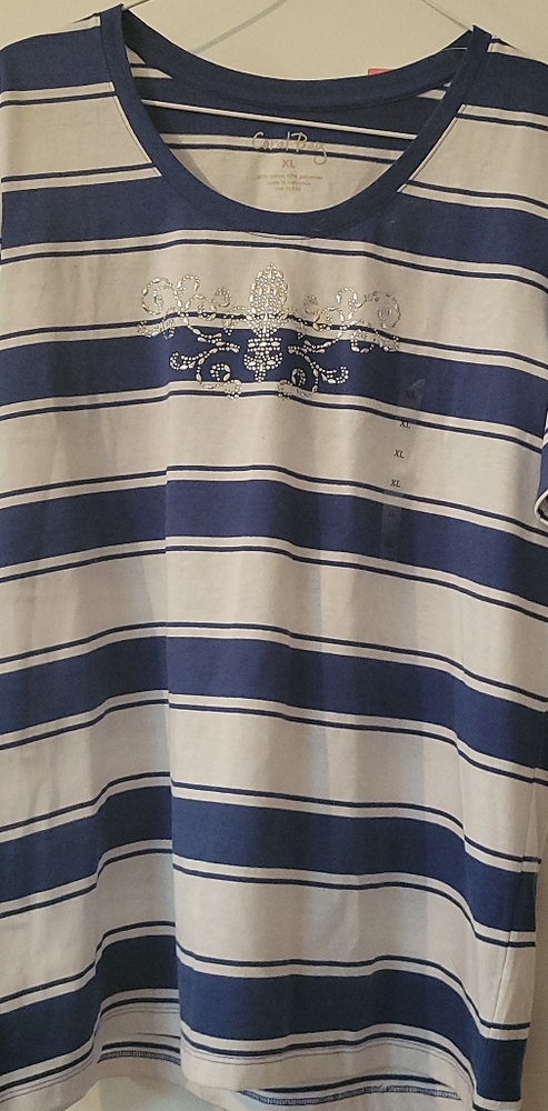 Coral Bay and Bella's top extra large striped blue white NWT